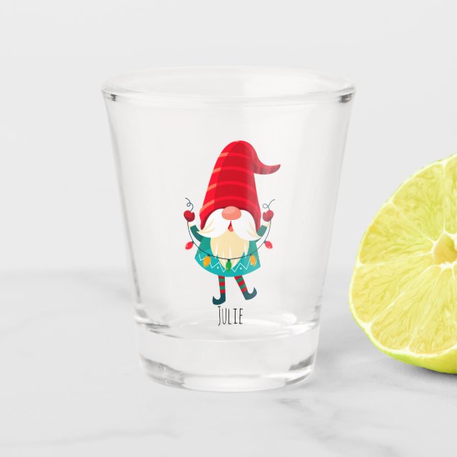 Verre A Shot Gnome de Noël avec lumières de Noël (Devant)