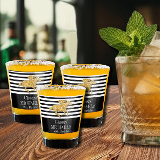 Verre A Shot Gold Racehorse Black White Stripes Anniversaire