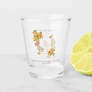 Verre A Shot Gold Rose Ribbon Monogram Wedding 