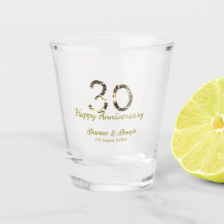 Verre A Shot Golden Metallic 30th Happy anniversary add name