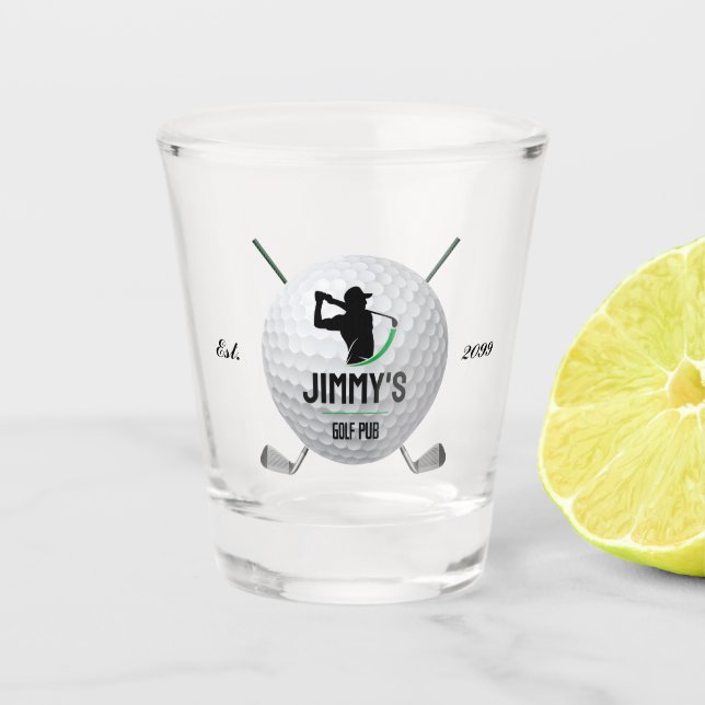 Verre A Shot Golf Golfing Golf Ball Clubs Drinkware Pub (Devant)