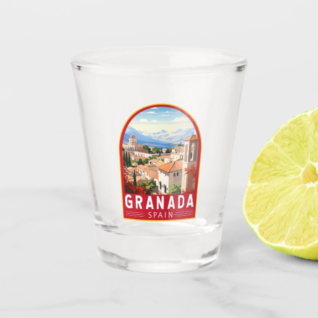 Verre A Shot Granada Espagne Travel Art Vintage (Devant)