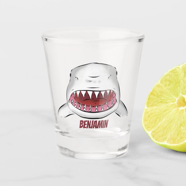 Verre A Shot Grand requin blanc moyen dessin animé (Devant)