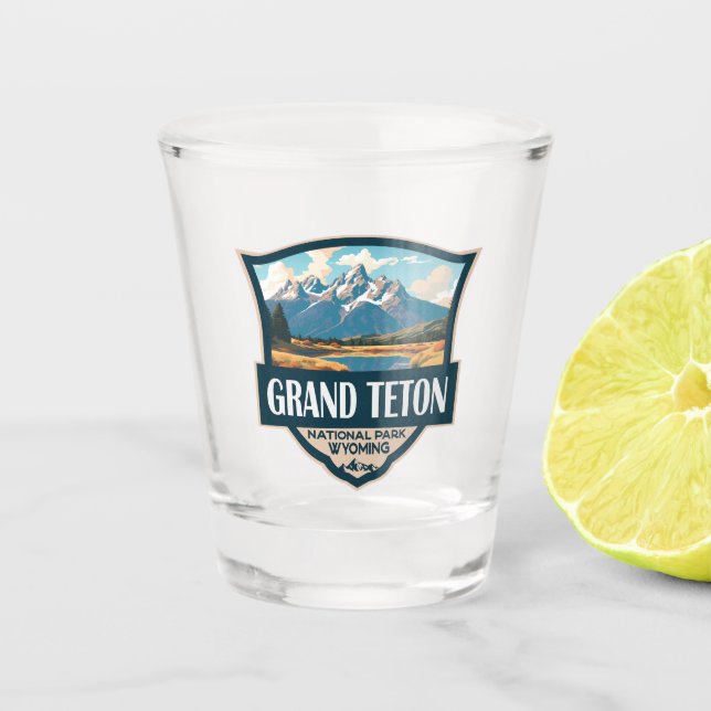 Verre A Shot Grand Teton National Park Illustration Retro (Devant)