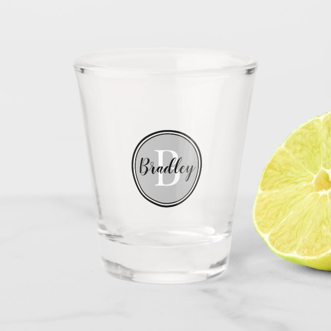 Verre A Shot Gris, blanc et noir monogramme classique (Devant)