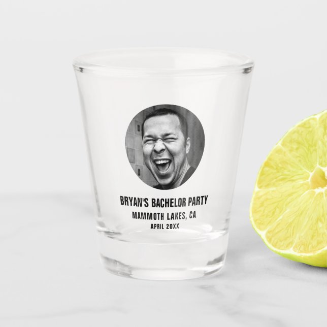 Verre A Shot Groom Face Photo Bachelor Party Favor Custom (Devant)