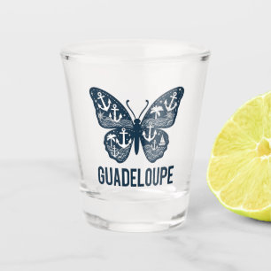 Verre à shot Guadeloupe – Motif papillon et ancres