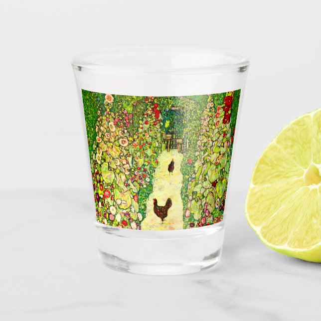 Verre A Shot Gustav Klimt Garden with Chickens (Devant)