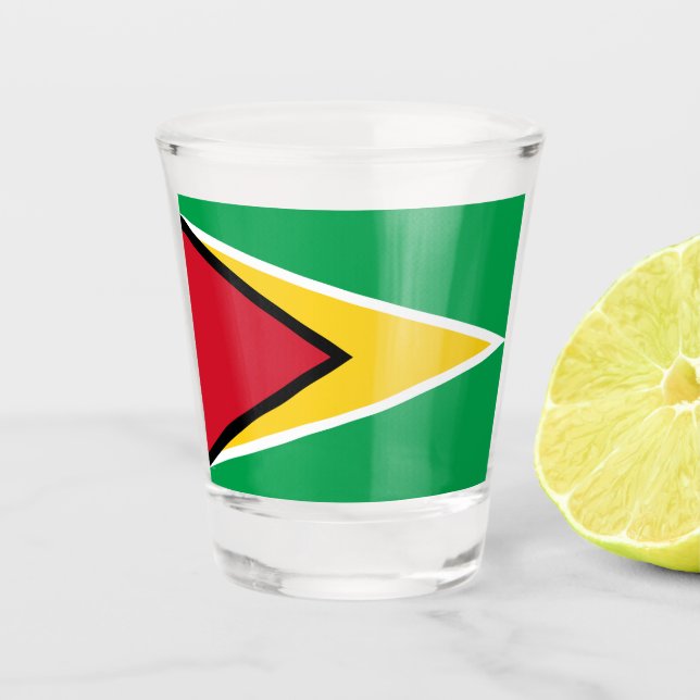 Verre A Shot Guyana Guyane Drapeau Indépendance Caraïbes (Devant)
