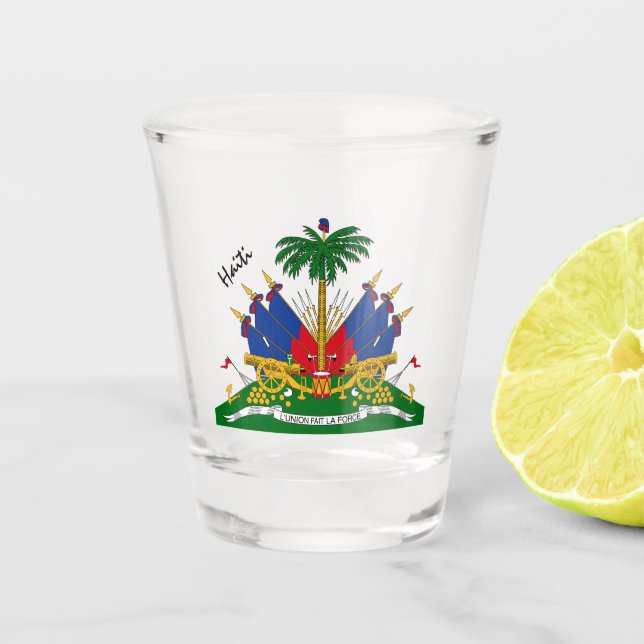 Verre A Shot Haïti & Armoiries haïtiennes, drapeau / parti (Devant)