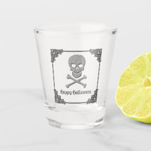 Verre A Shot Halloween crâne et os croisés