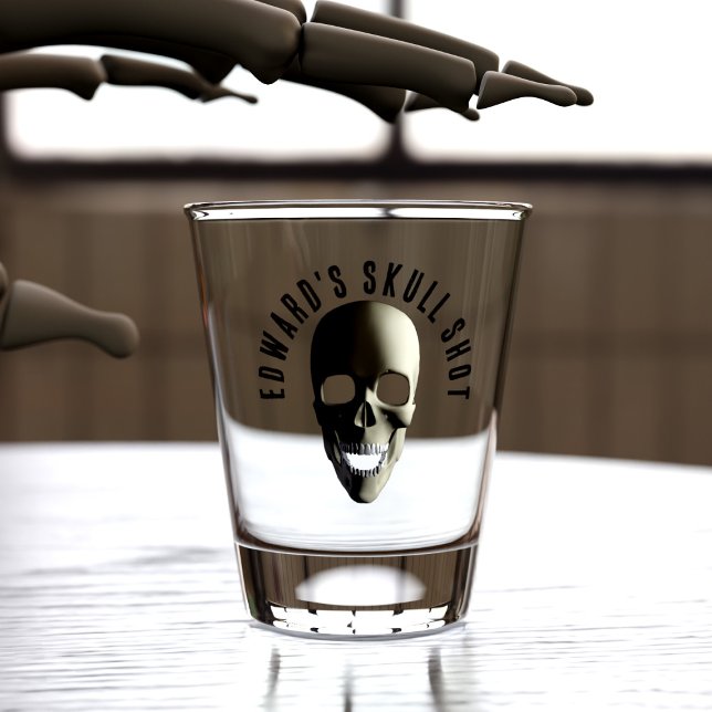 Verre A Shot Halloween du crâne (Skull shot glass for your Halloween party. Just add your name)