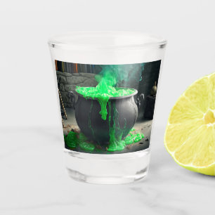 Verre A Shot Halloween en cauldron de sorcière bouillonnante