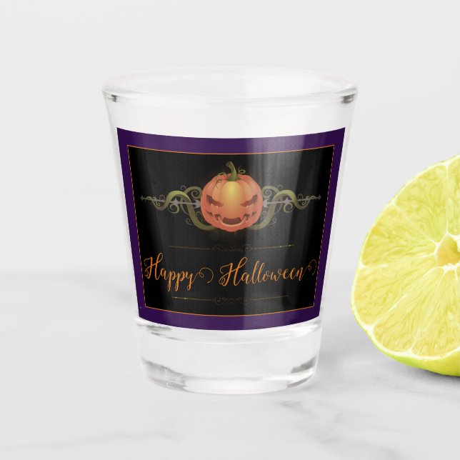 Verre A Shot Halloween Jack-o-lanterne effrayant | Violet (Devant)