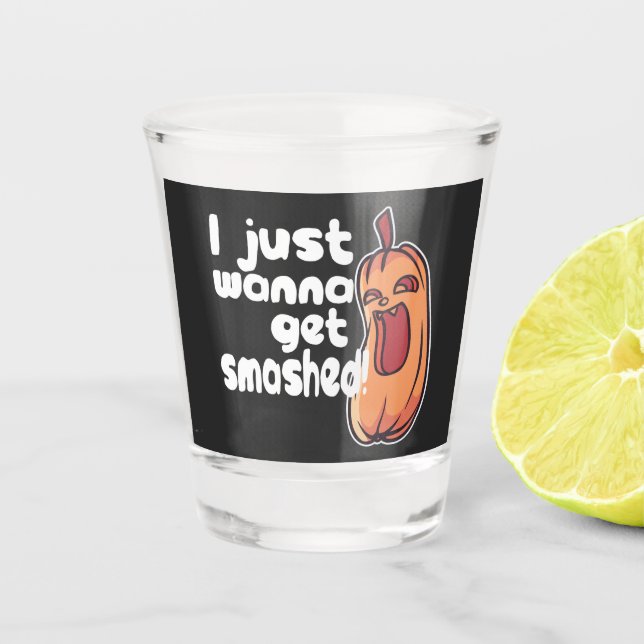 Verre A Shot Halloween Je Veux Être Frappé Humour Citrouille (Devant)