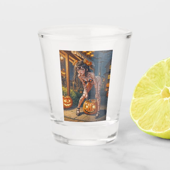 Verre A Shot Halloween Monster Jack-o-Lantern & Bat Vixen Girl (Devant)