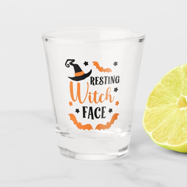 Verre A Shot Halloween visage de la sorcière de repos (Devant)