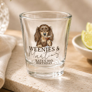 Verre A Shot Hand Drawn Weenies et Martinis Teckel