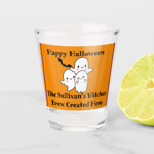 Verre A Shot Happy Halloween Brew Ghost Bat Orange