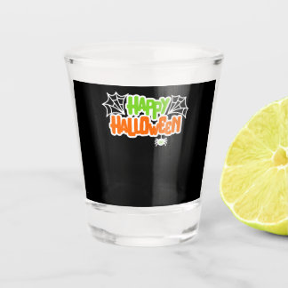 Verre A Shot Happy Halloween coloré mignon araignée Web