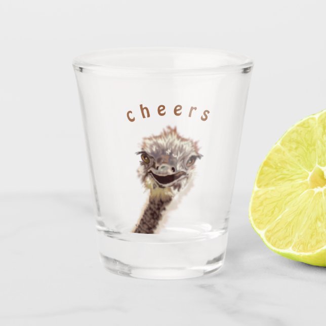 Verre A Shot Happy Ostrich Funny Shot Glass - Bravo (Devant)