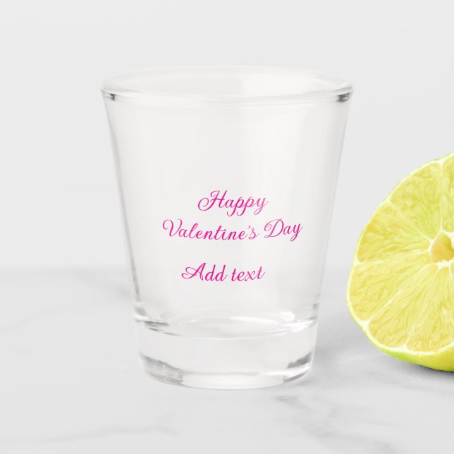 Verre A Shot Happy Valentine's day pink text name message (Devant)