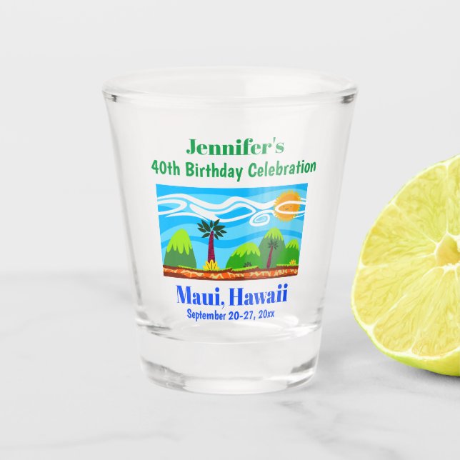 Verre A Shot Hawaii Beach Anniversaire Fête Voyage Favoriser (Devant)
