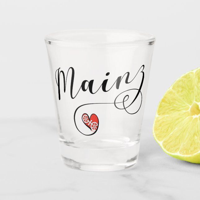 Verre A Shot Heart Mainz Drapeau, I Love Mainz, Meenz (Devant)