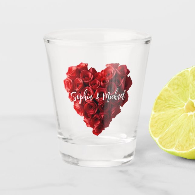 Verre A Shot Heart Shaped Red Roses-Wedding-Money/shot Dance- (Devant)