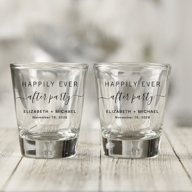 Verre A Shot Heureusement Jamais Après Le Mariage De Fête Faveu (Créateur téléchargé)