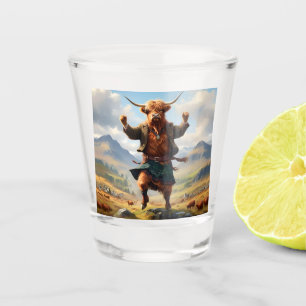 Verre A Shot Highland Cow Dansant Le Highland Fling,