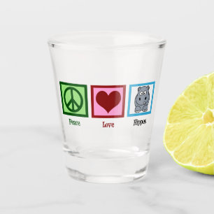 Verre A Shot Hippopotames d'amour de paix
