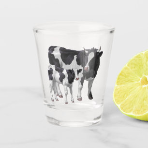 Verre A Shot Holstein Cow & Cute Calf