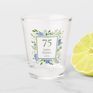 Verre A Shot Hydrangeas Bleus pour les 75 ans