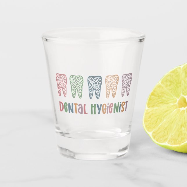Verre A Shot Hygiéniste dentaire | RDH Dentist Léopards cadeaux (Devant)