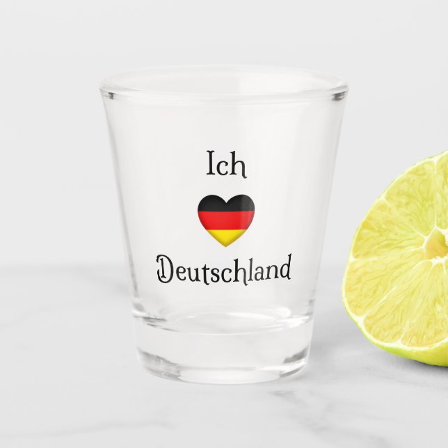 Verre A Shot "I Heart Germany" Allemand Pride World Traveller (Devant)