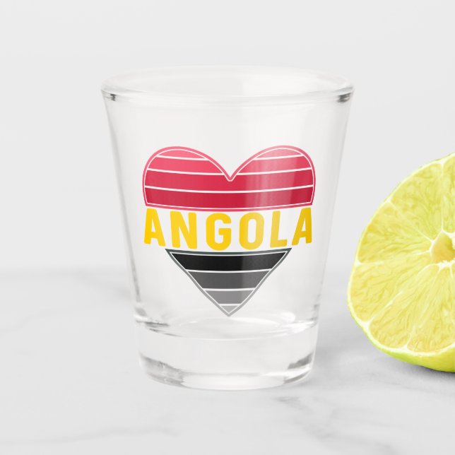Verre A Shot I Love Angola, Angolais Coeur Drapeau Couleurs (Devant)