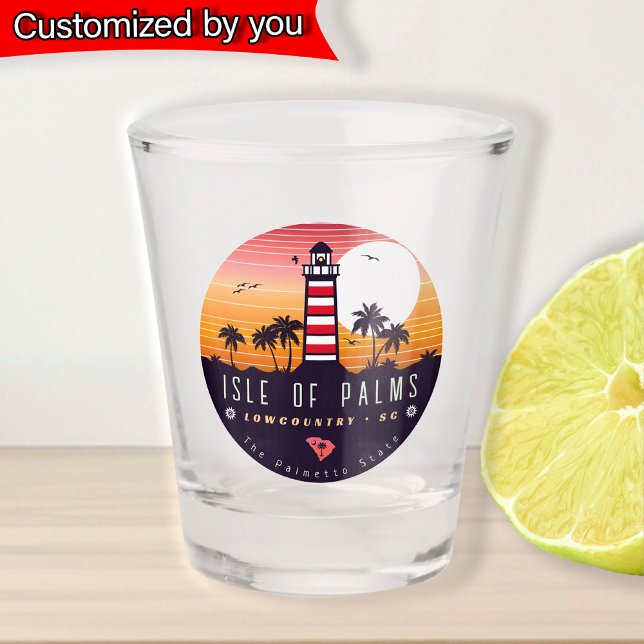 Verre A Shot Ile des Palms phare SC Retro Sunset Souvenirs (Créateur téléchargé)