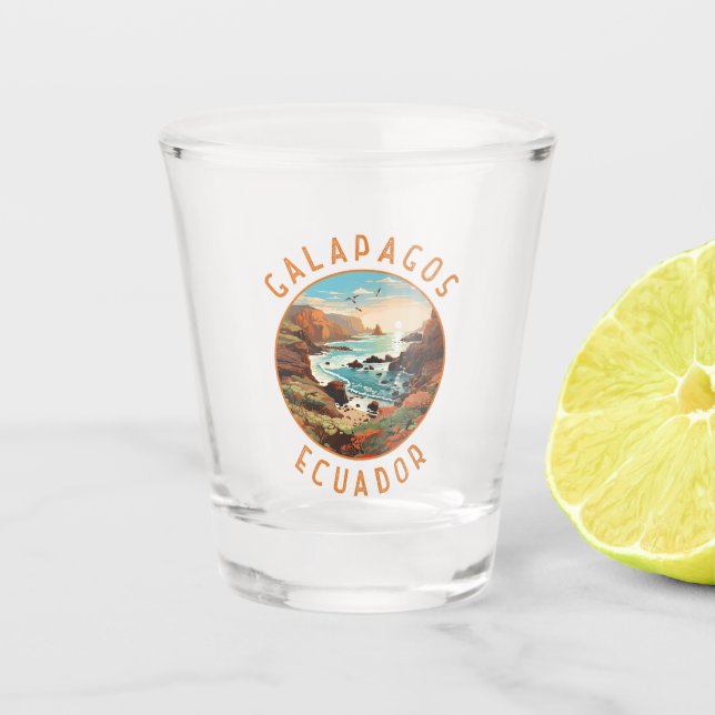 Verre A Shot Îles Galapagos Cercle en détresse rétro (Devant)