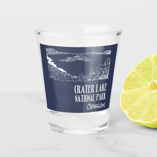 Verre A Shot Illustration artistique du parc national Crater La (Devant)
