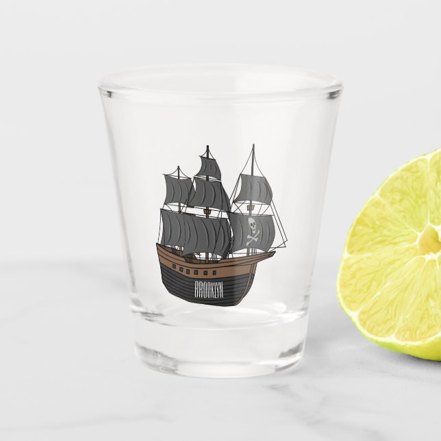 Verre A Shot Illustration de bateau pirate (Devant)