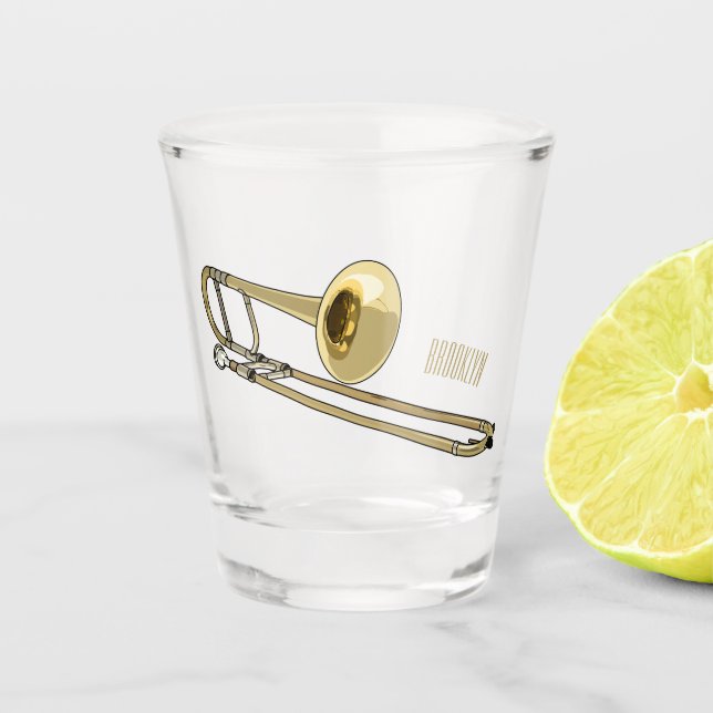 Verre A Shot Illustration de dessin animé de Trombone (Devant)