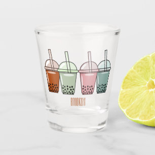 Verre A Shot Illustration de dessin animé pour le thé de bulle