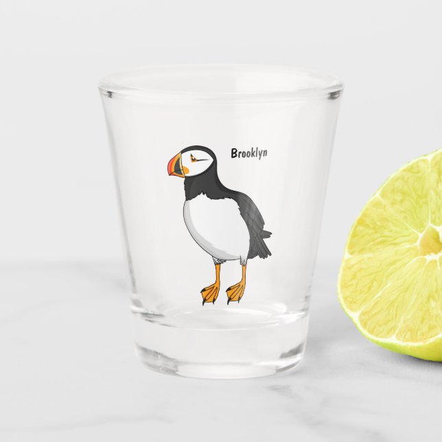 Verre A Shot Illustration de macareux de l'Atlantique (Devant)