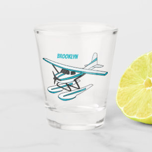 Verre A Shot Illustration d'hydravion bleu blanc