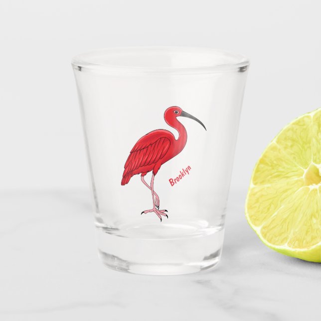 Verre A Shot Illustration d'oiseau Scarlet ibis (Devant)