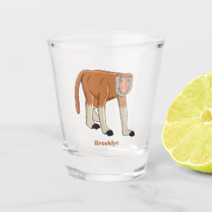 Verre A Shot Illustration drôle de singe proboscis