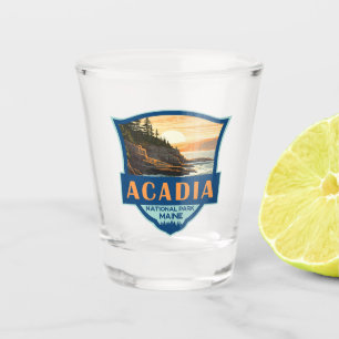 Verre A Shot Illustration du parc national Acadia Insigne rétro