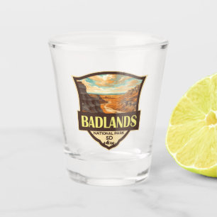 Verre A Shot Illustration du parc national Badlands Retro