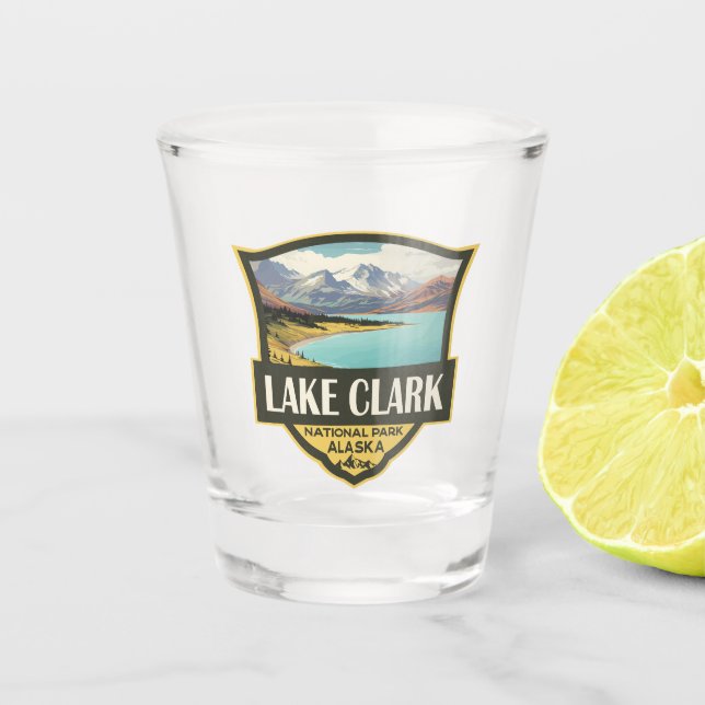 Verre A Shot Illustration du parc national du lac Clark Art voy (Devant)